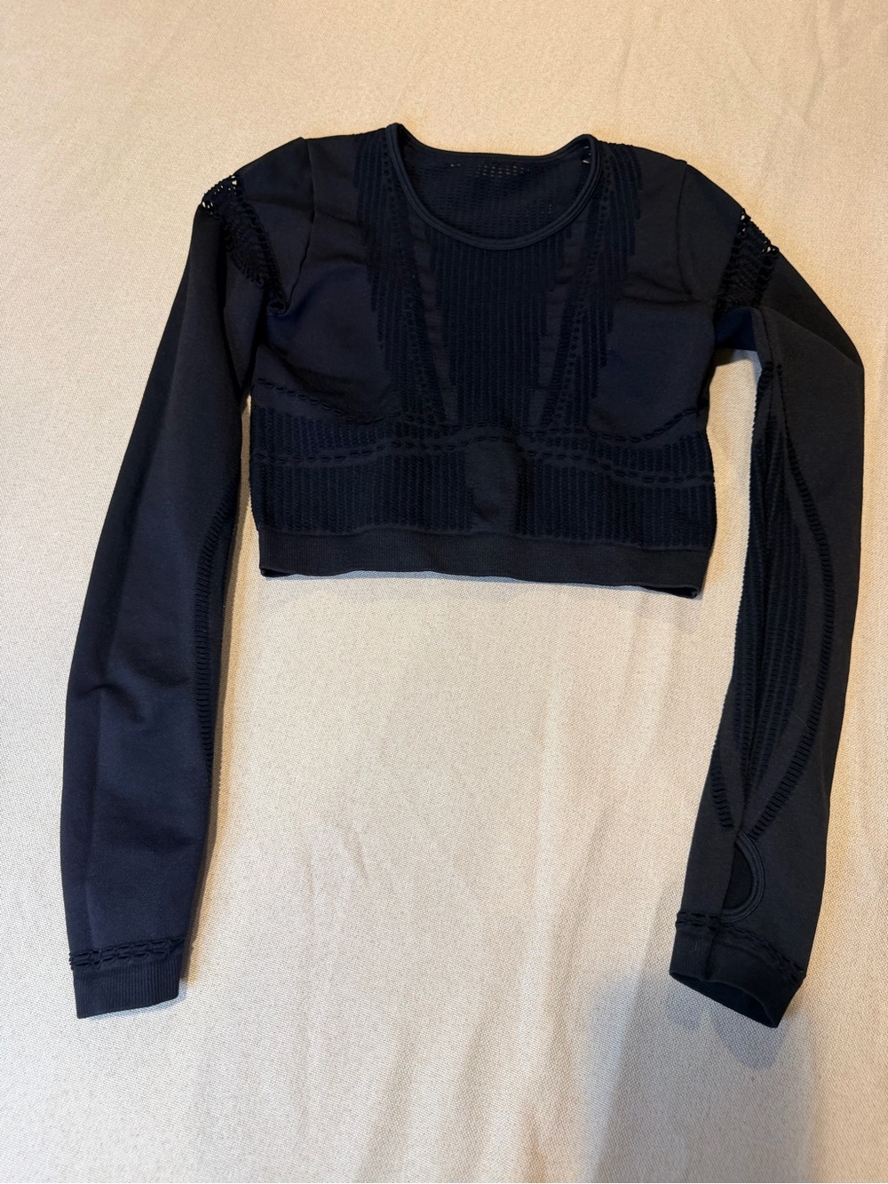 Fashion Nova Black Long Sleeve Cropped Knit Top